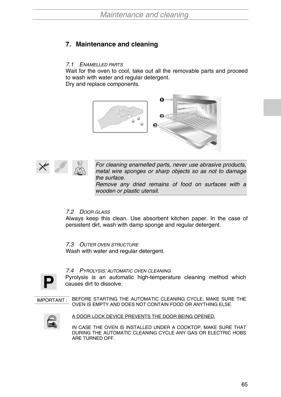 Smeg S1055MFB1, S1055MFX1, S1055MF1, S1055MFB5, S1055MF-5, S1055MFX5 manual Maintenance and cleaning 