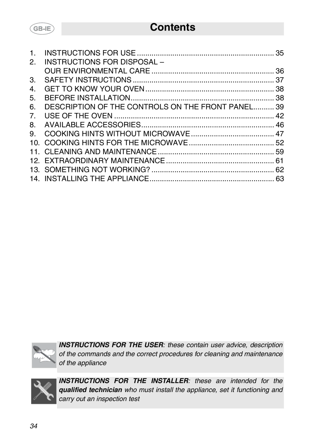 Smeg S200/1, S200EB/1 manual Contents 