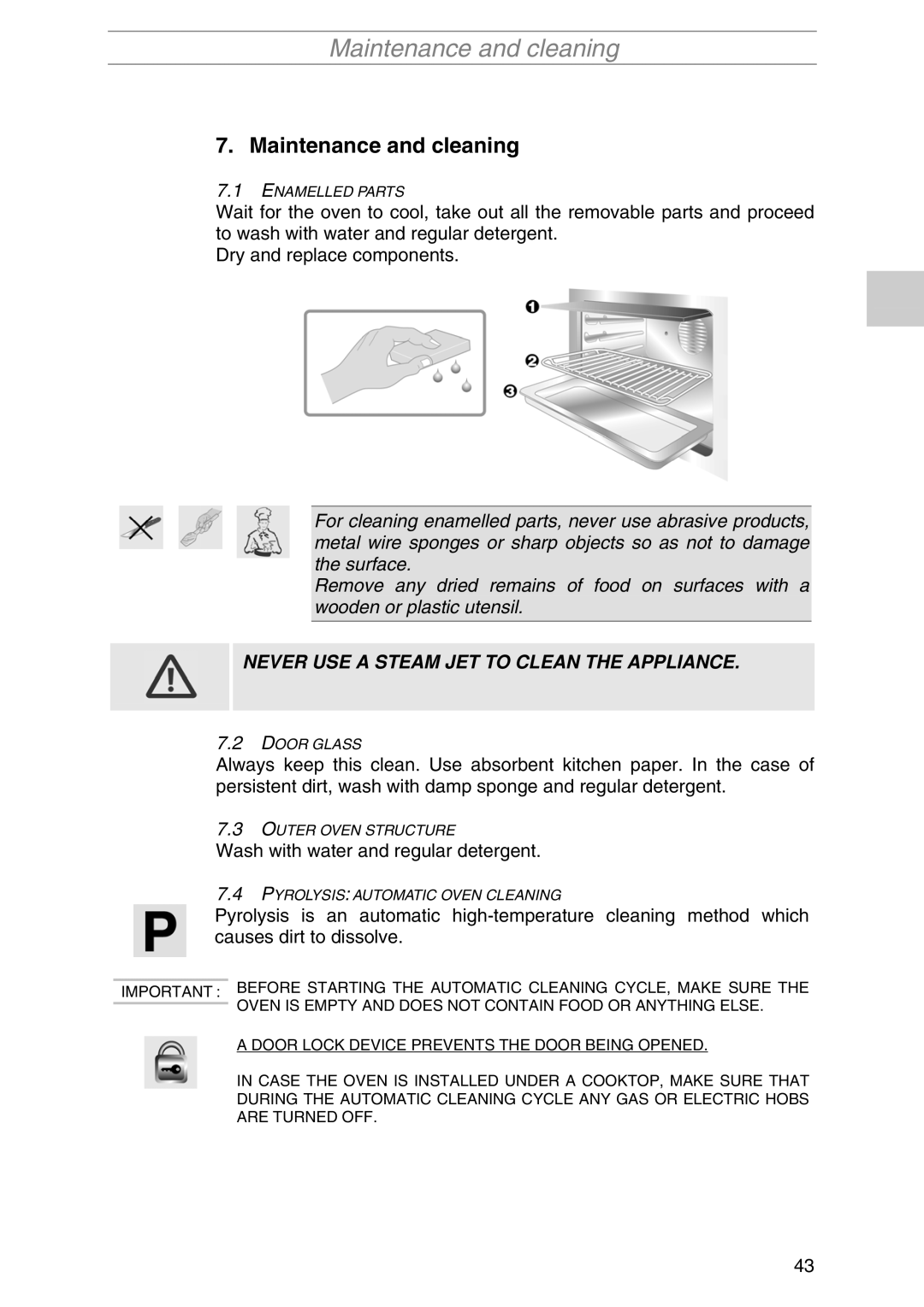 Smeg S2010MFB1, S2010MF-5, S2010MF1, S2010MFX1, S2010MAZ1, S2010MFP1, S2010MFB5, S2010MFP5 manual Maintenance and cleaning 