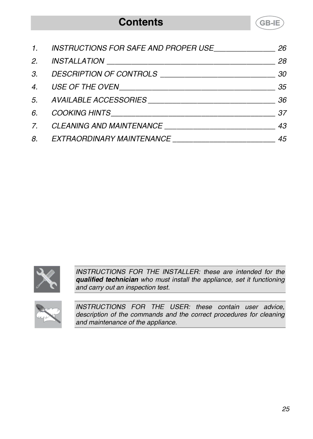 Smeg S20XMF.1, S20XMF-7, S20XMF-5 manual Contents 