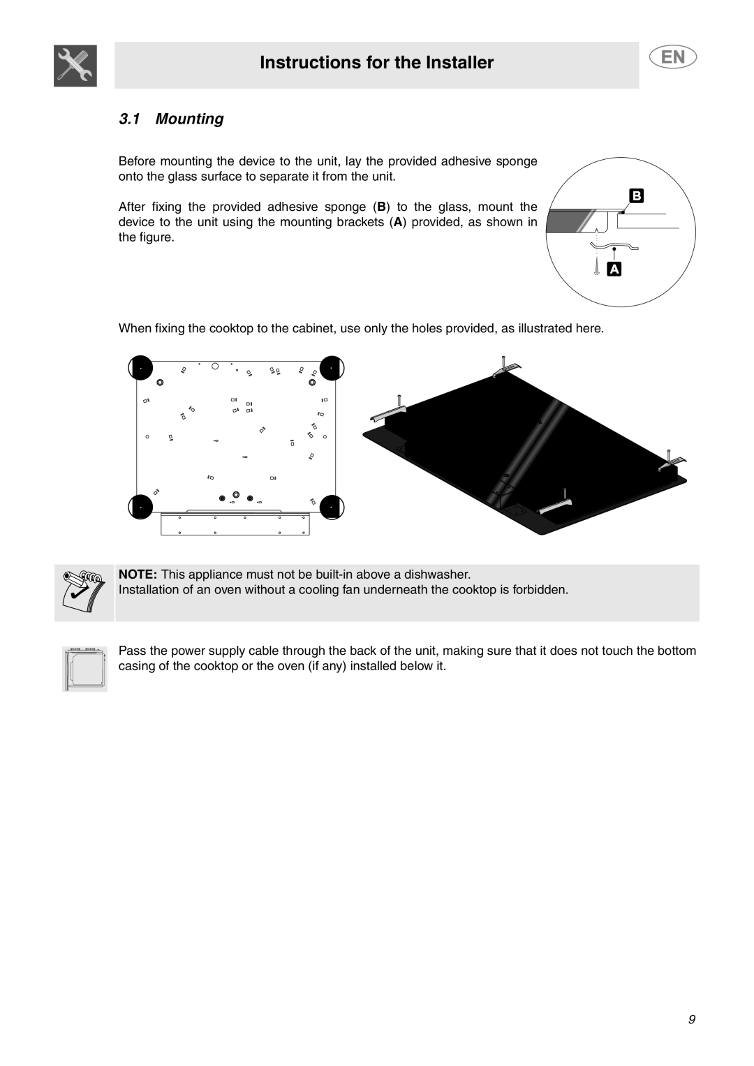 Smeg S2772TCU, S2773CXU important safety instructions Mounting 