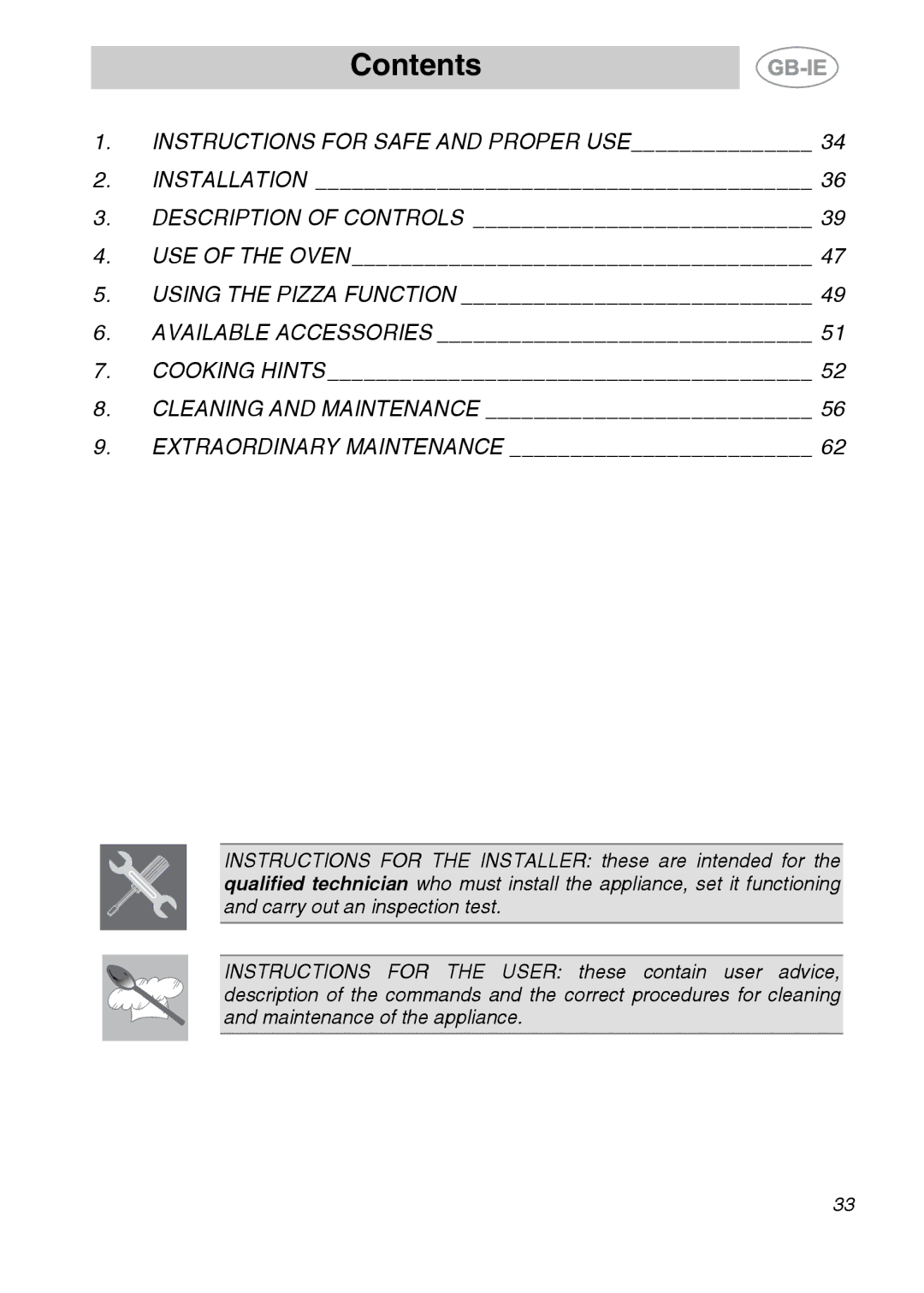 Smeg S399XPZ6 manual Contents 