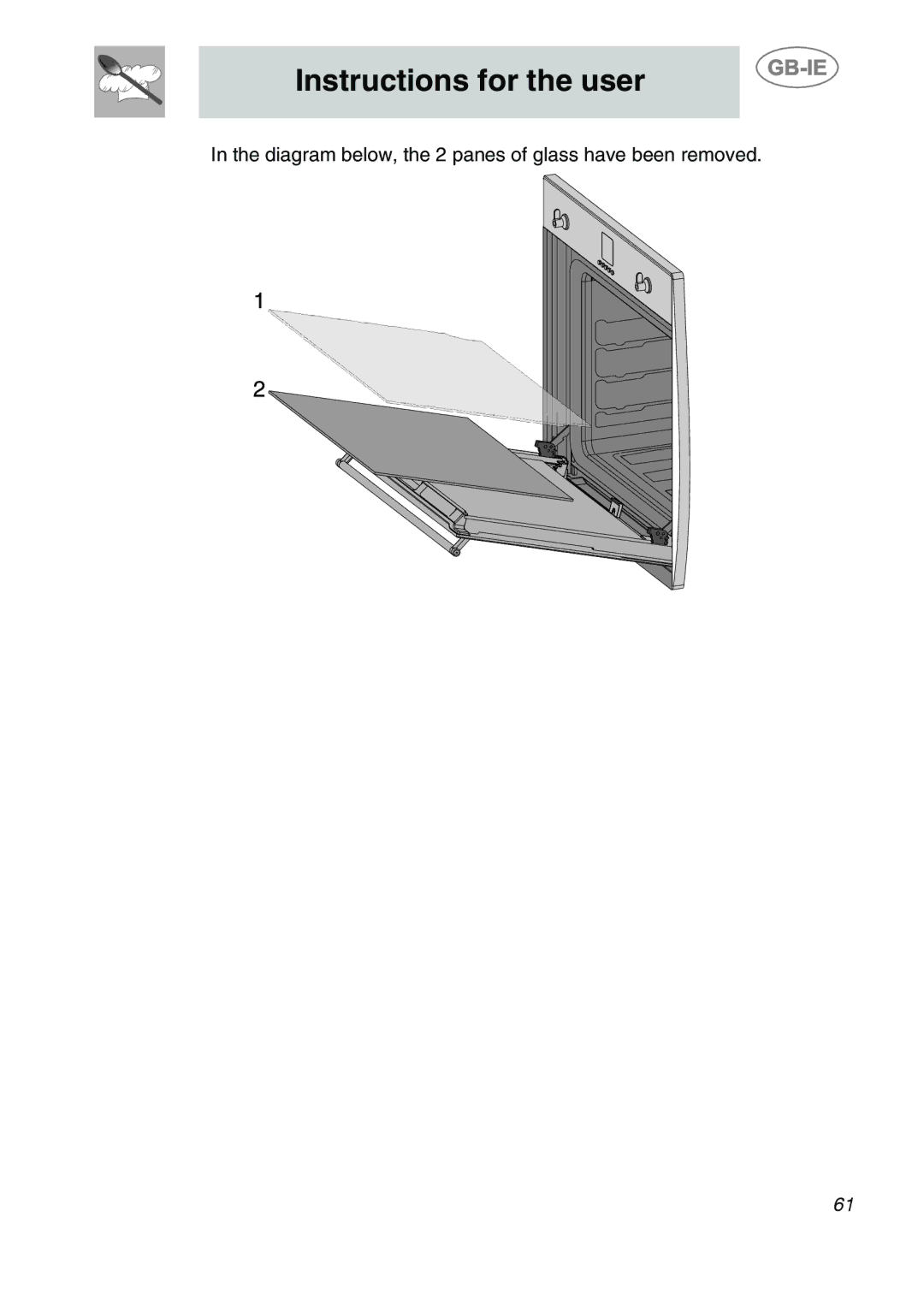 Smeg S399XPZ6 manual Diagram below, the 2 panes of glass have been removed 