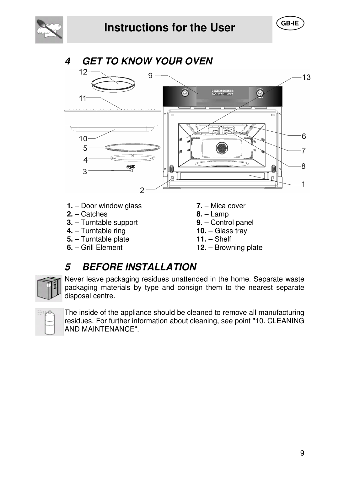 Smeg S45MCX manual Instructions for the User, GET to Know Your Oven, Before Installation 