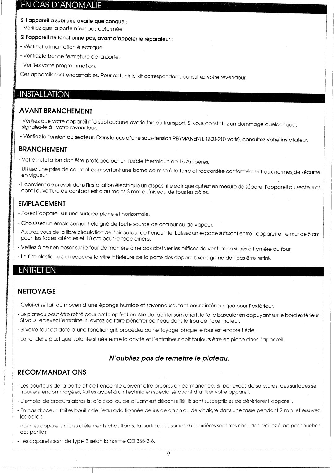 Smeg S47EB manual 