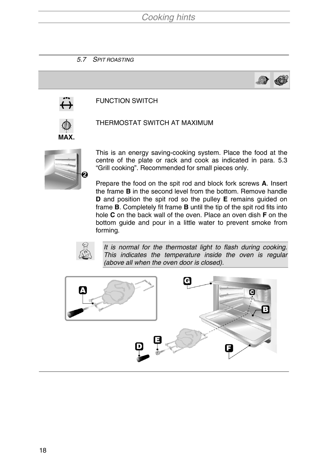 Smeg SA1010X-5 manual Spit Roasting 