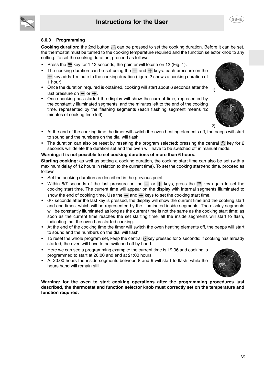 Smeg SA130P manual Programming 