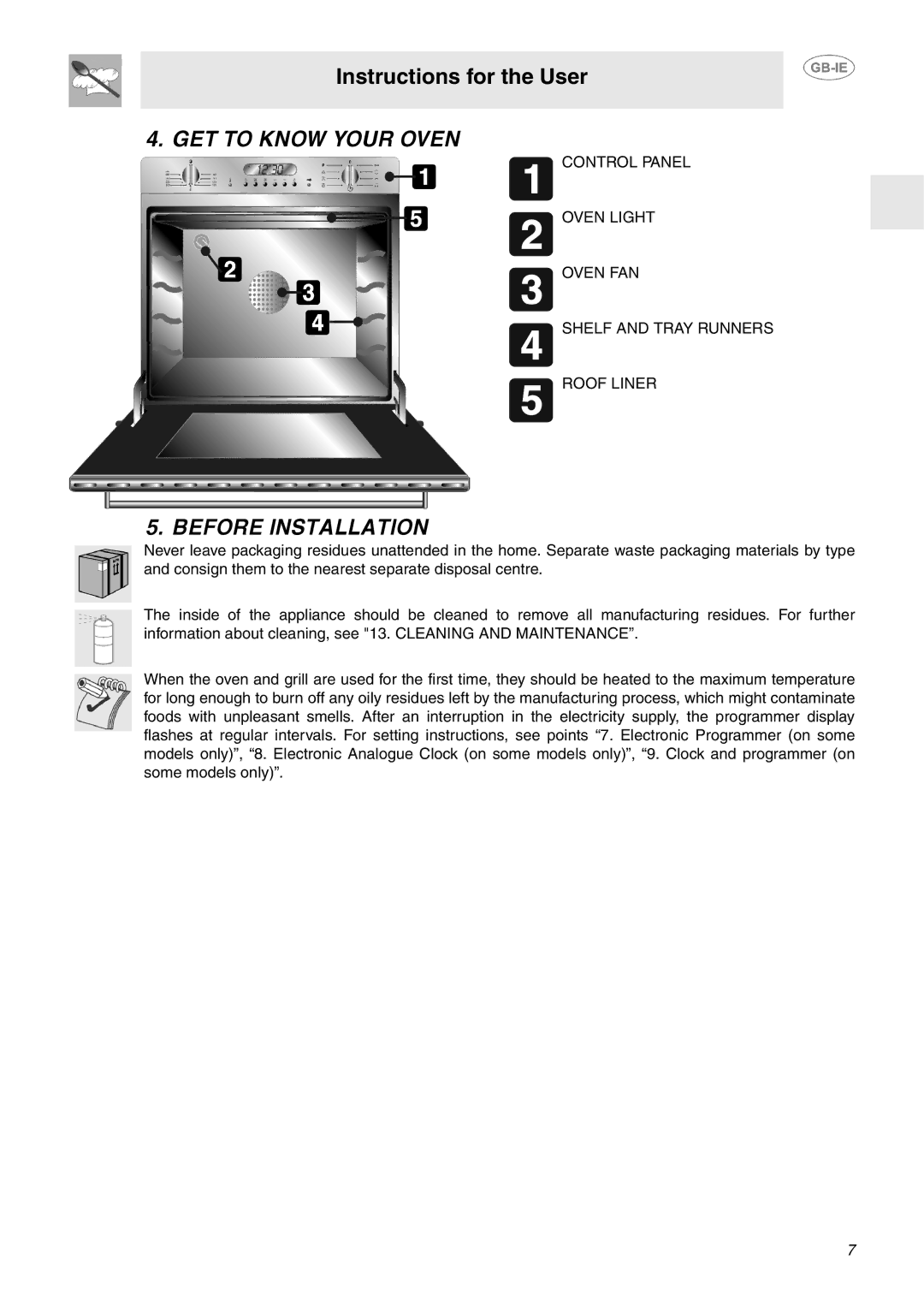 Smeg SA130P manual GET to Know Your Oven, Before Installation 