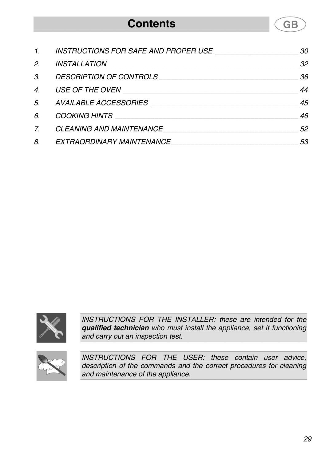 Smeg SA280X manual Contents 