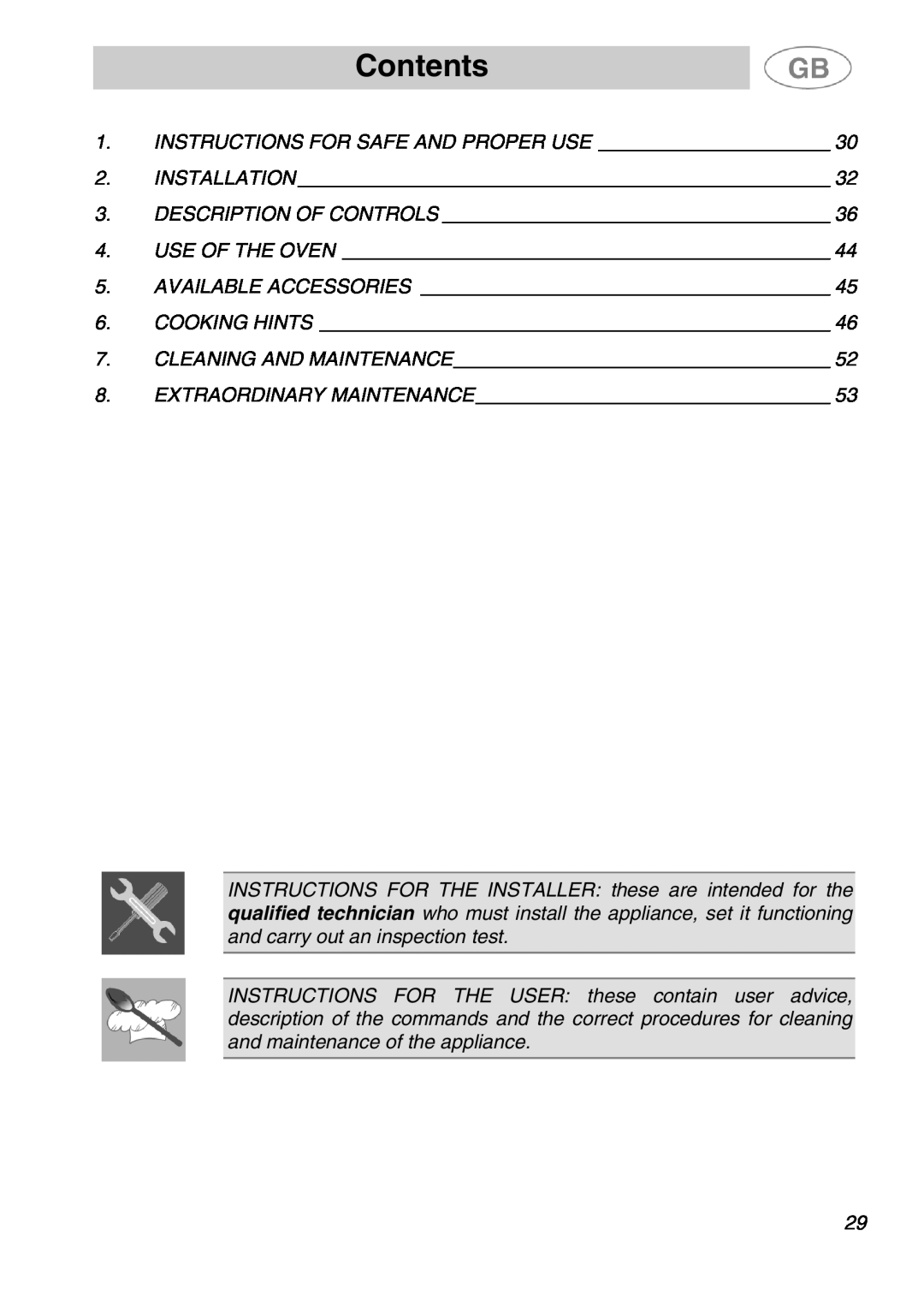 Smeg SA280X manual Contents 