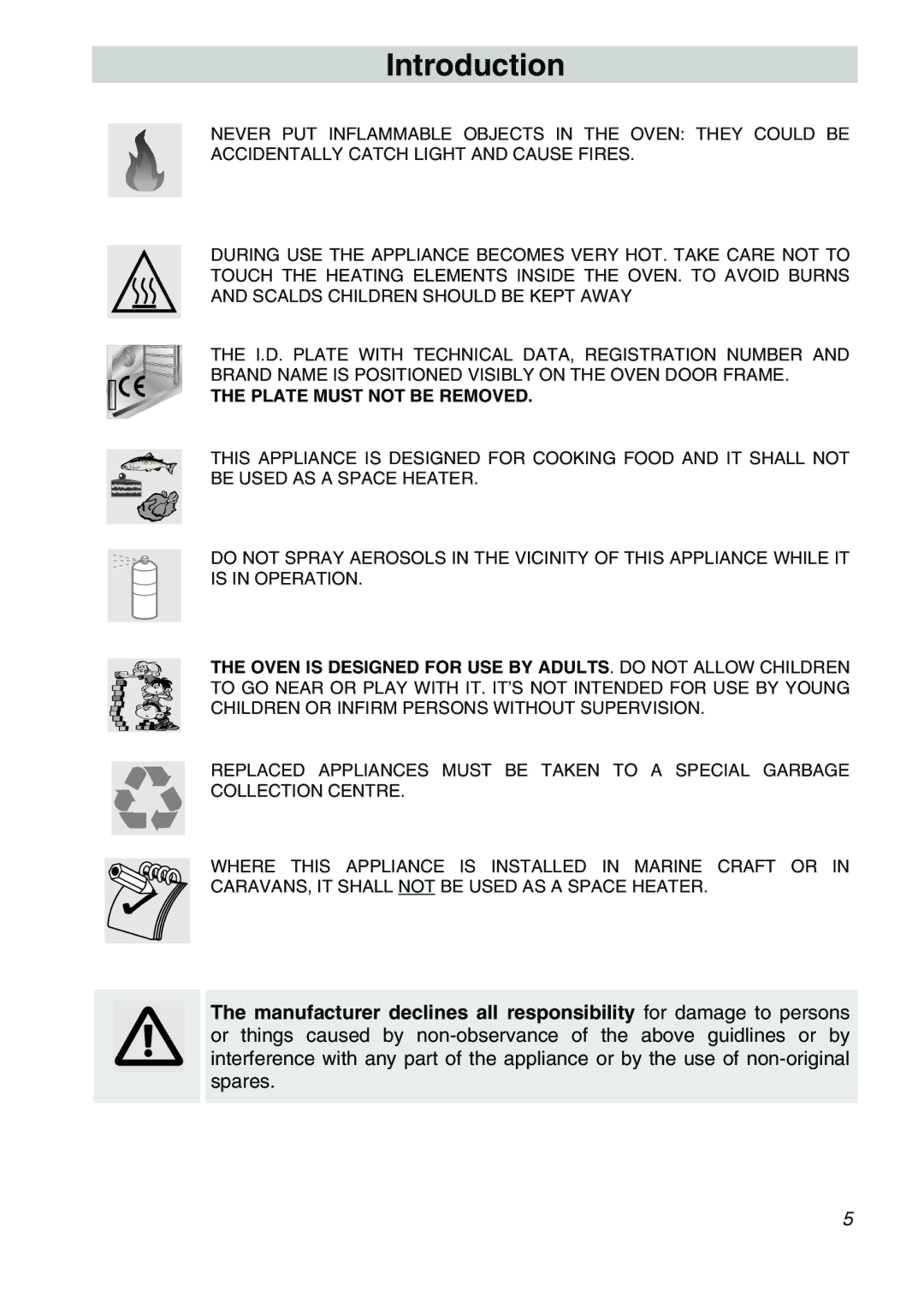 Smeg SA301W-5 manual Plate Must not be Removed 