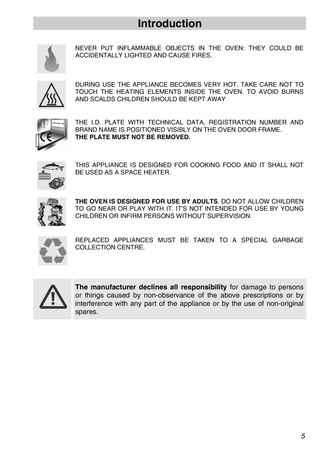 Smeg SA301X manual Plate Must not be Removed 