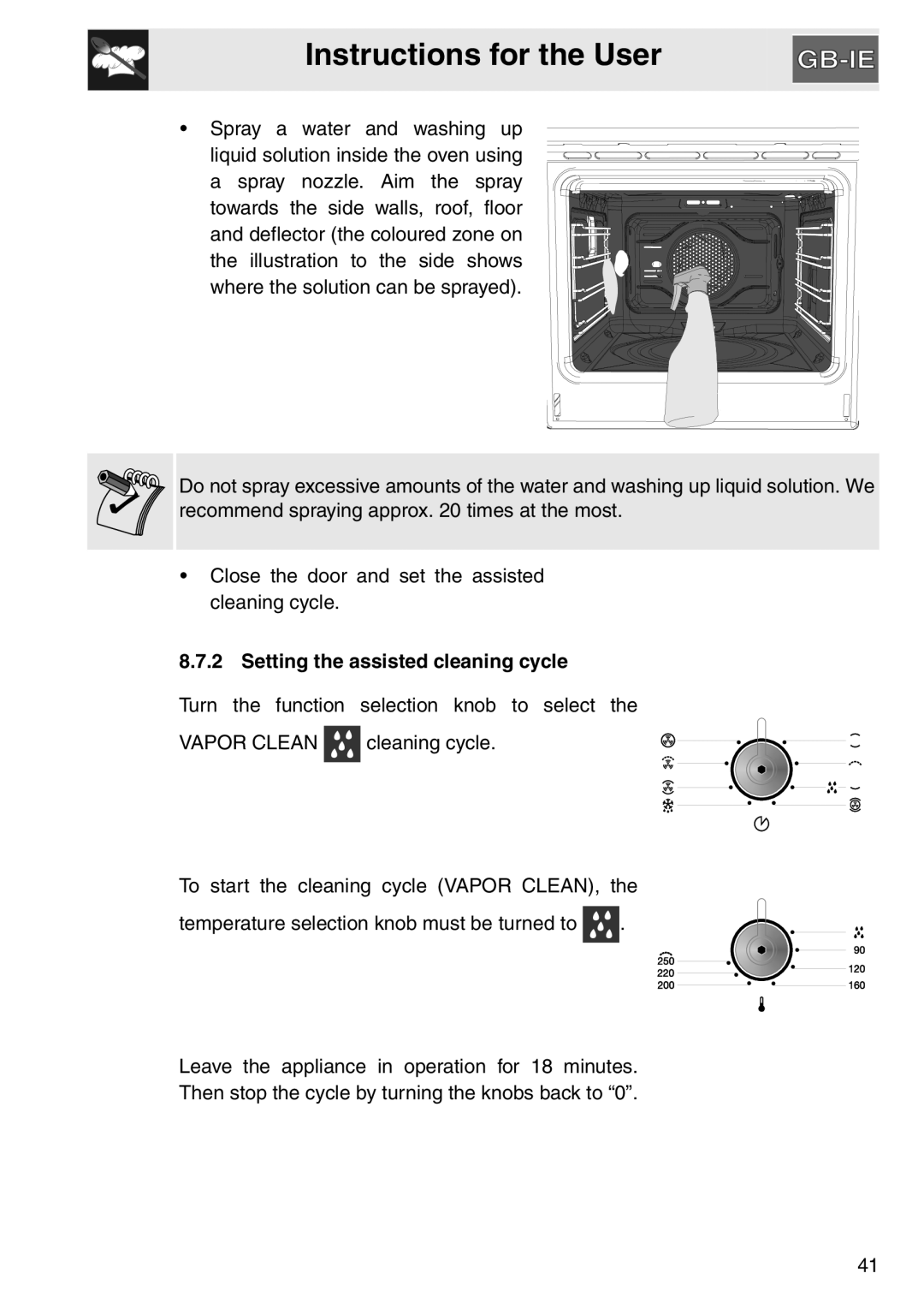 Smeg SA561X-9 installation instructions Setting the assisted cleaning cycle 