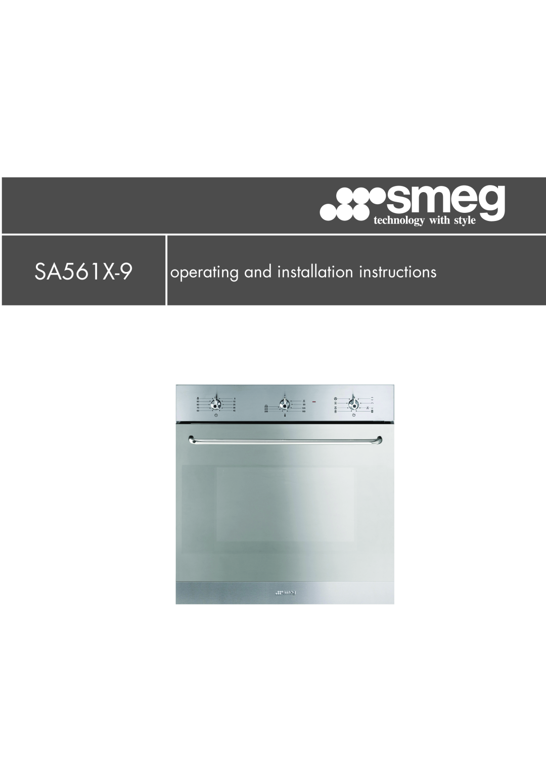 Smeg SA561X-9 installation instructions operating and installation instructions 