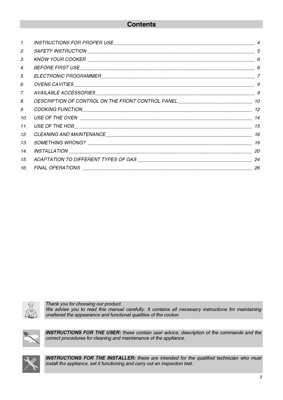 Smeg SA62MFX5 manual Contents 