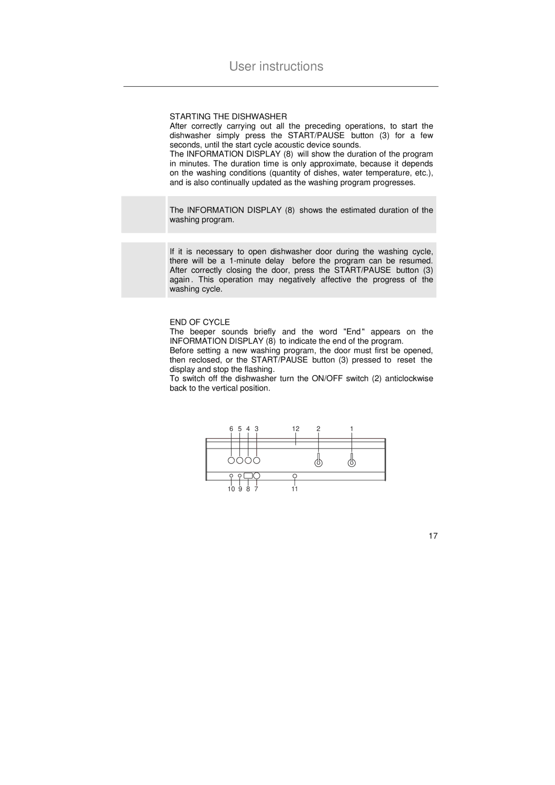 Smeg SA683X-1, SA683X-2 instruction manual Starting the Dishwasher, END of Cycle 