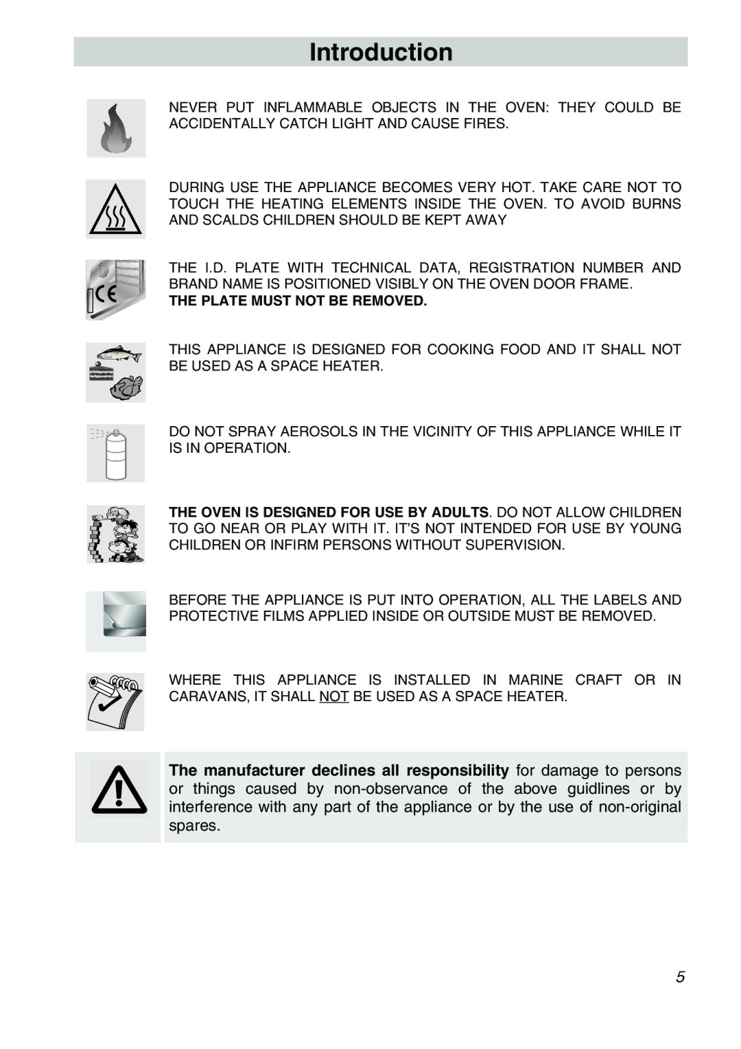 Smeg SA705X-7, SA707X-7 manual Plate Must not be Removed 