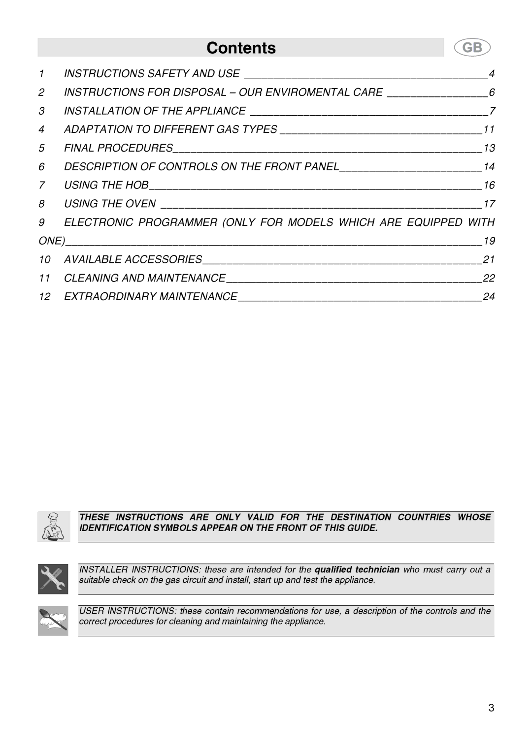 Smeg SA9058X manual Contents 