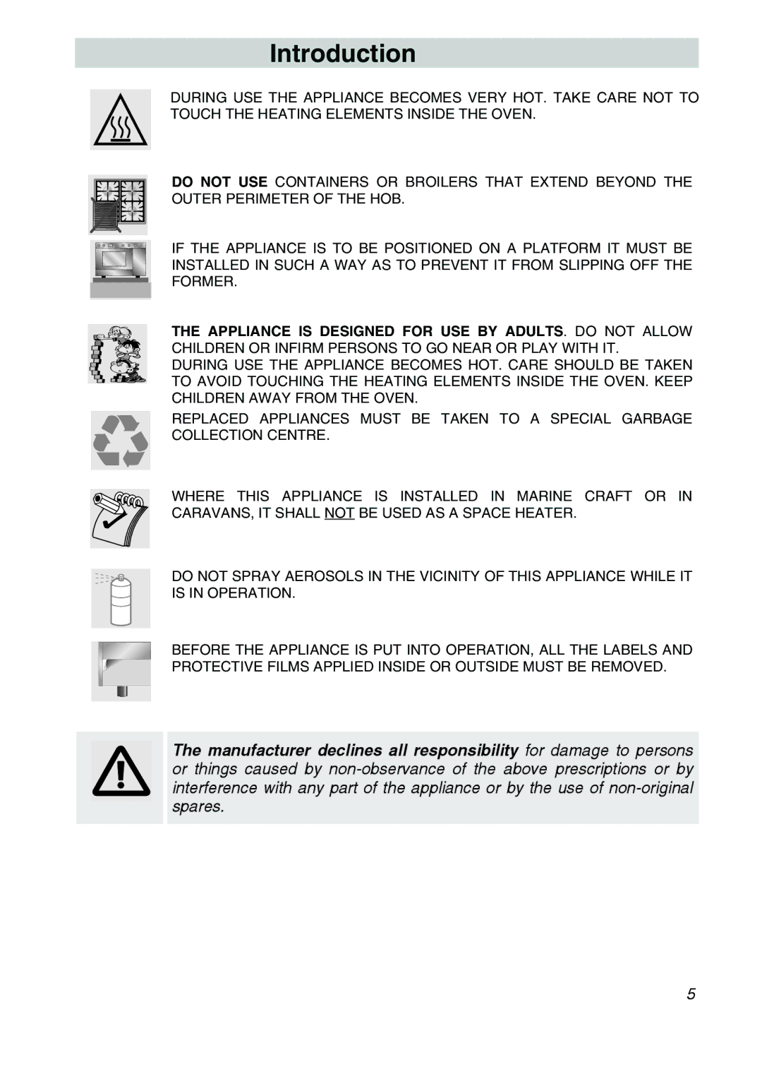 Smeg SA9065XS, SA9065LPG, SA9065XNG, SA9066AS manual Introduction 