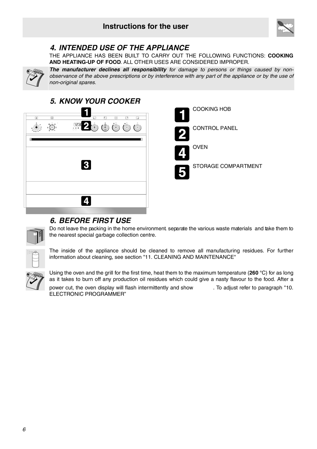 Smeg SA9066CER manual Intended USE of the Appliance, Know Your Cooker, Before First USE 