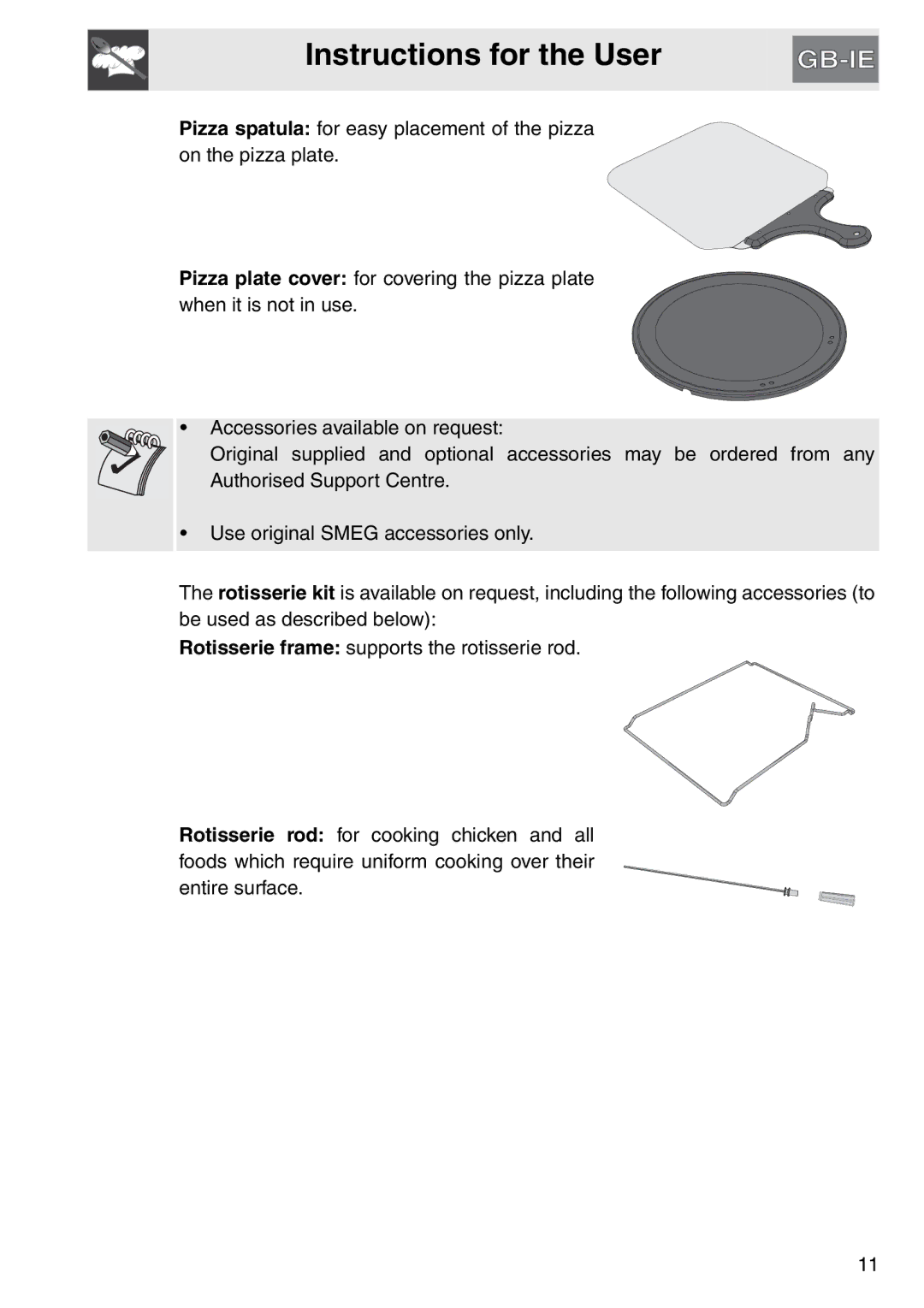 Smeg SAP112-8 manual Instructions for the User 