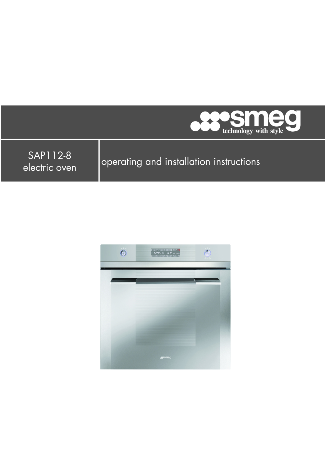 Smeg manual SAP112-8 electric oven, operating and installation instructions 