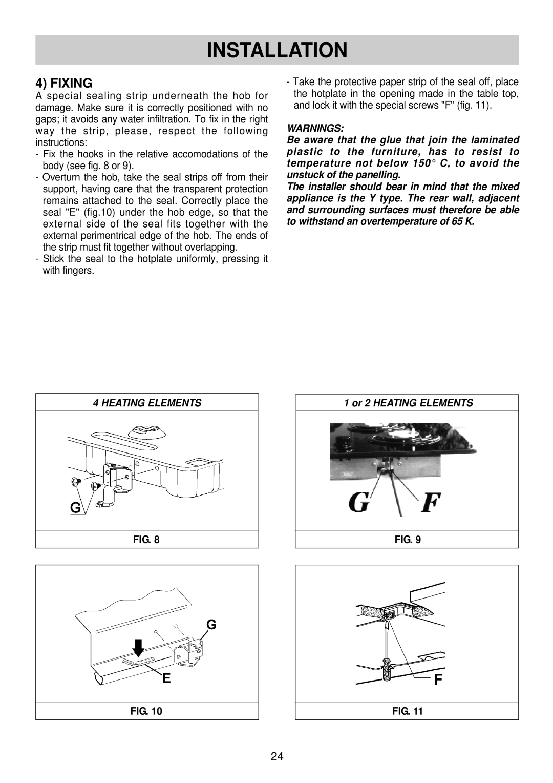 Smeg SBC30 manual Fixing 