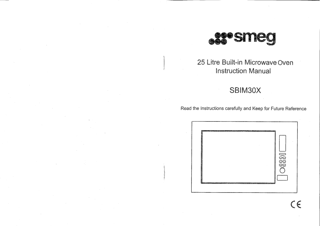 Smeg 25 Litre Built-in Microwave Oven, SBIM30X manual 