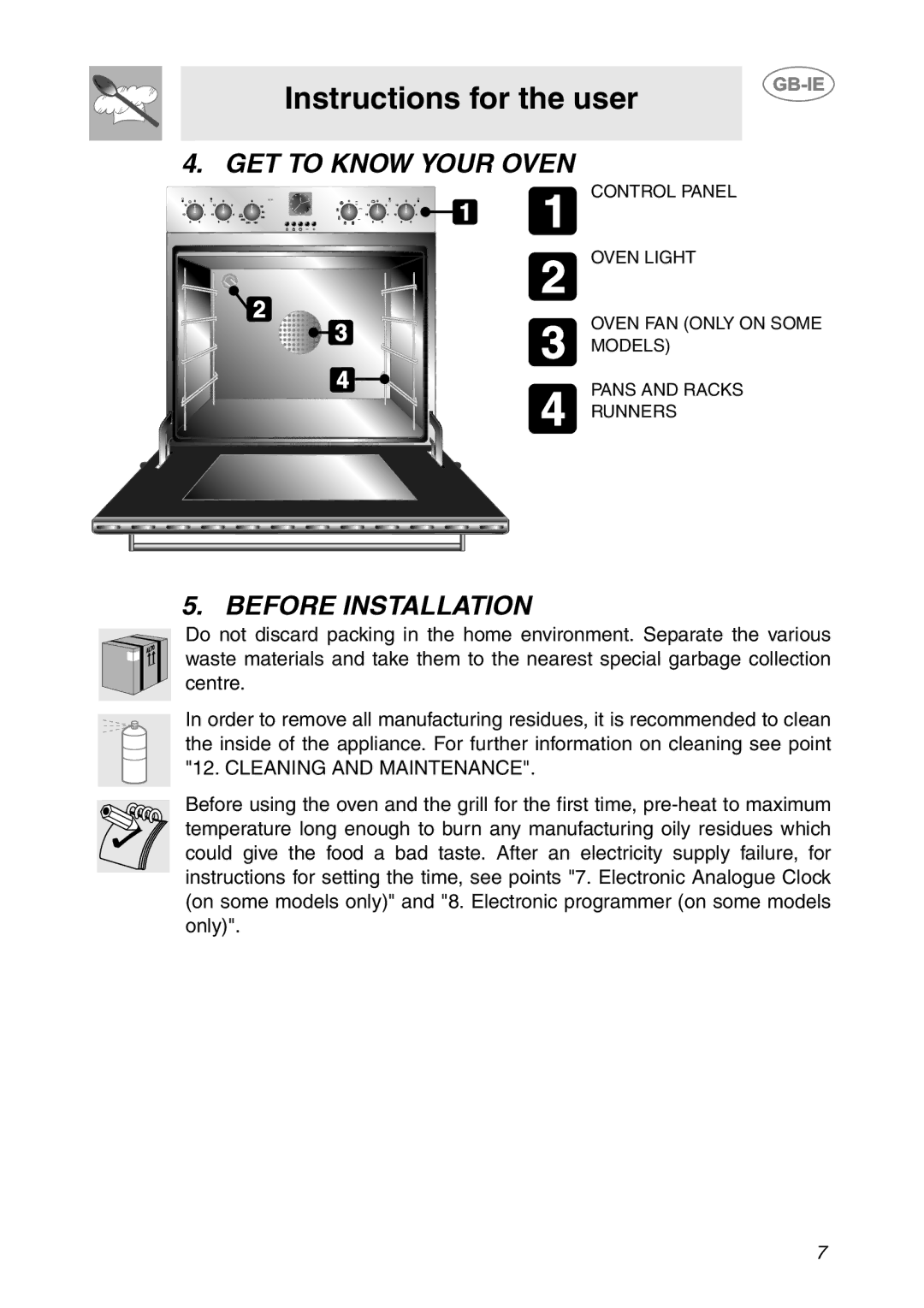 Smeg SC061MFX, SC081MFX, SC041MFX manual GET to Know Your Oven, Before Installation 