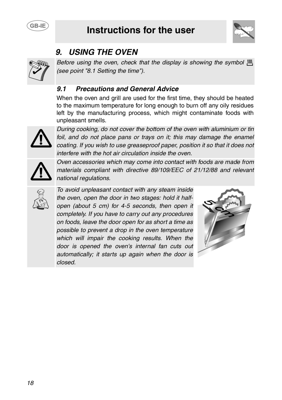 Smeg SC06MFX, SC08MFX, SC04MFX manual Using the Oven, Precautions and General Advice 