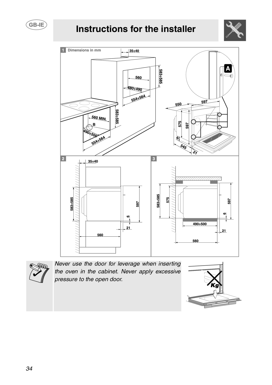 Smeg SC04MFX, SC08MFX, SC06MFX manual Instructions for the installer 