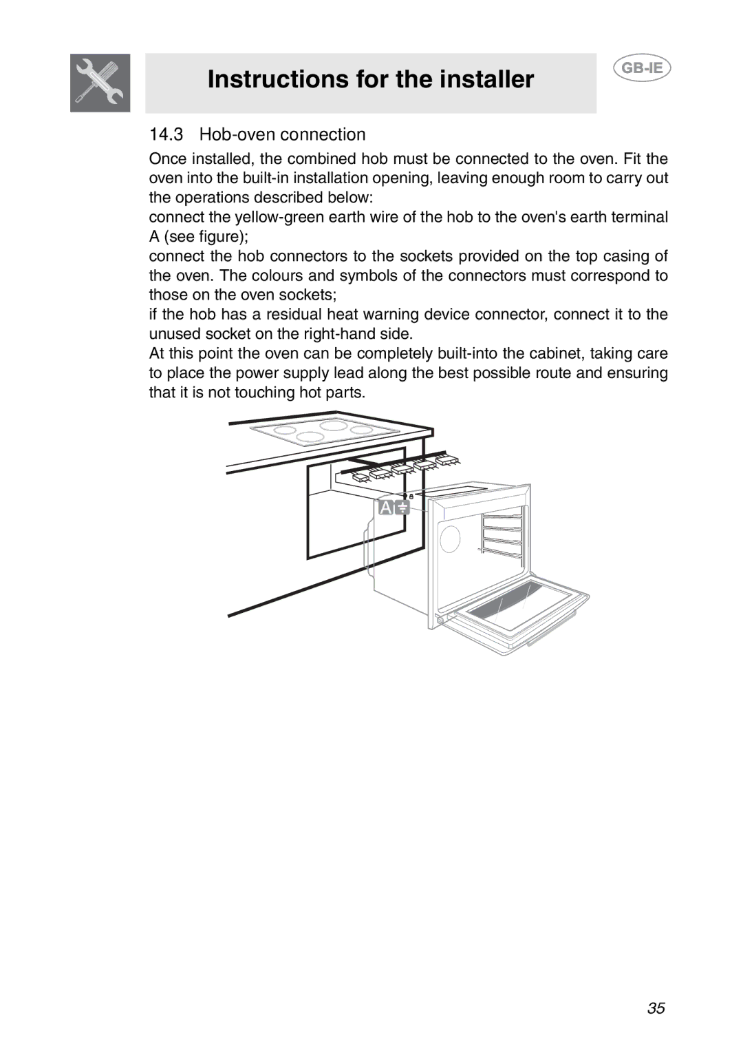 Smeg SC08MFX, SC06MFX, SC04MFX manual Hob-oven connection 