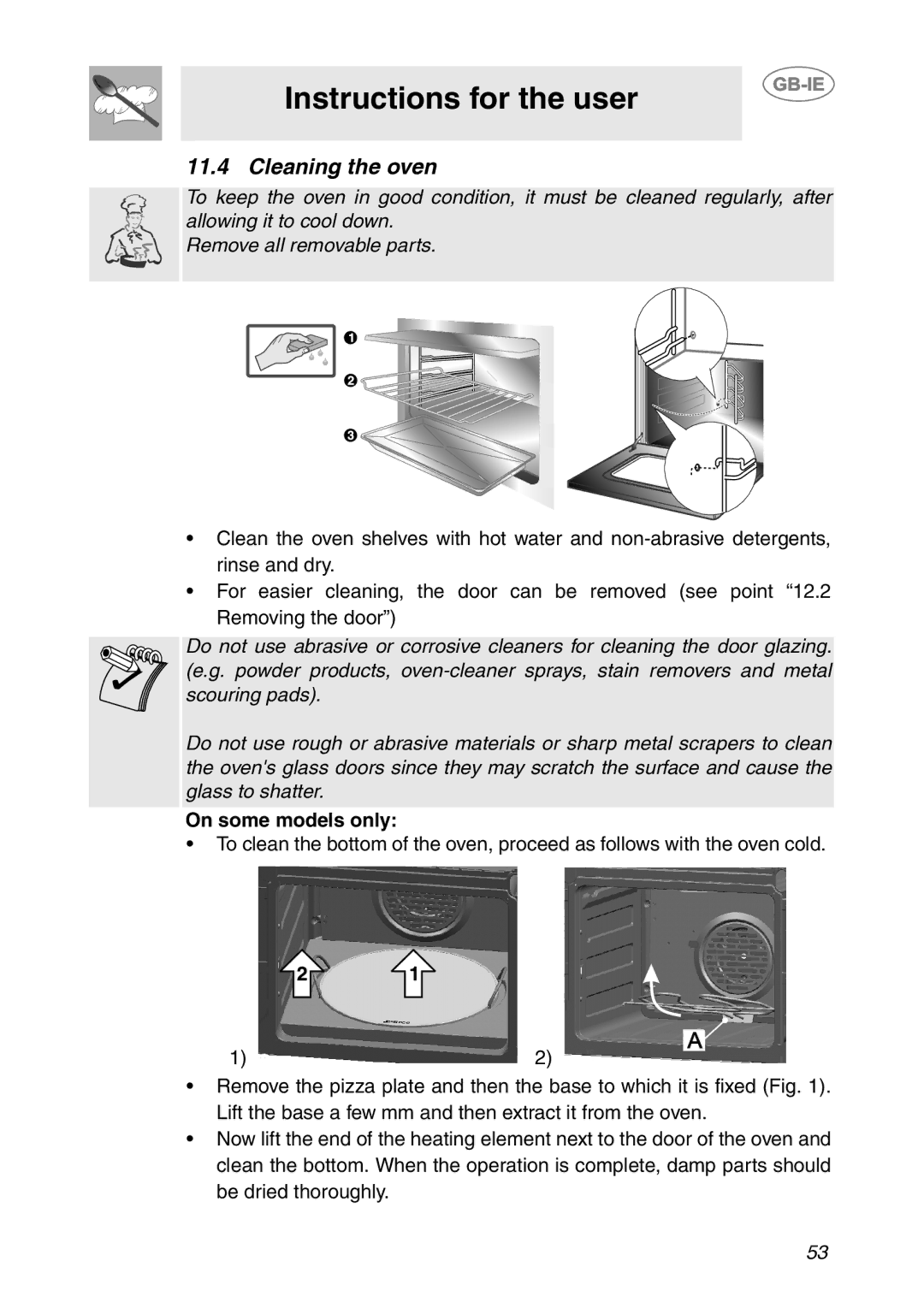 Smeg SC106ALU manual Cleaning the oven, On some models only 