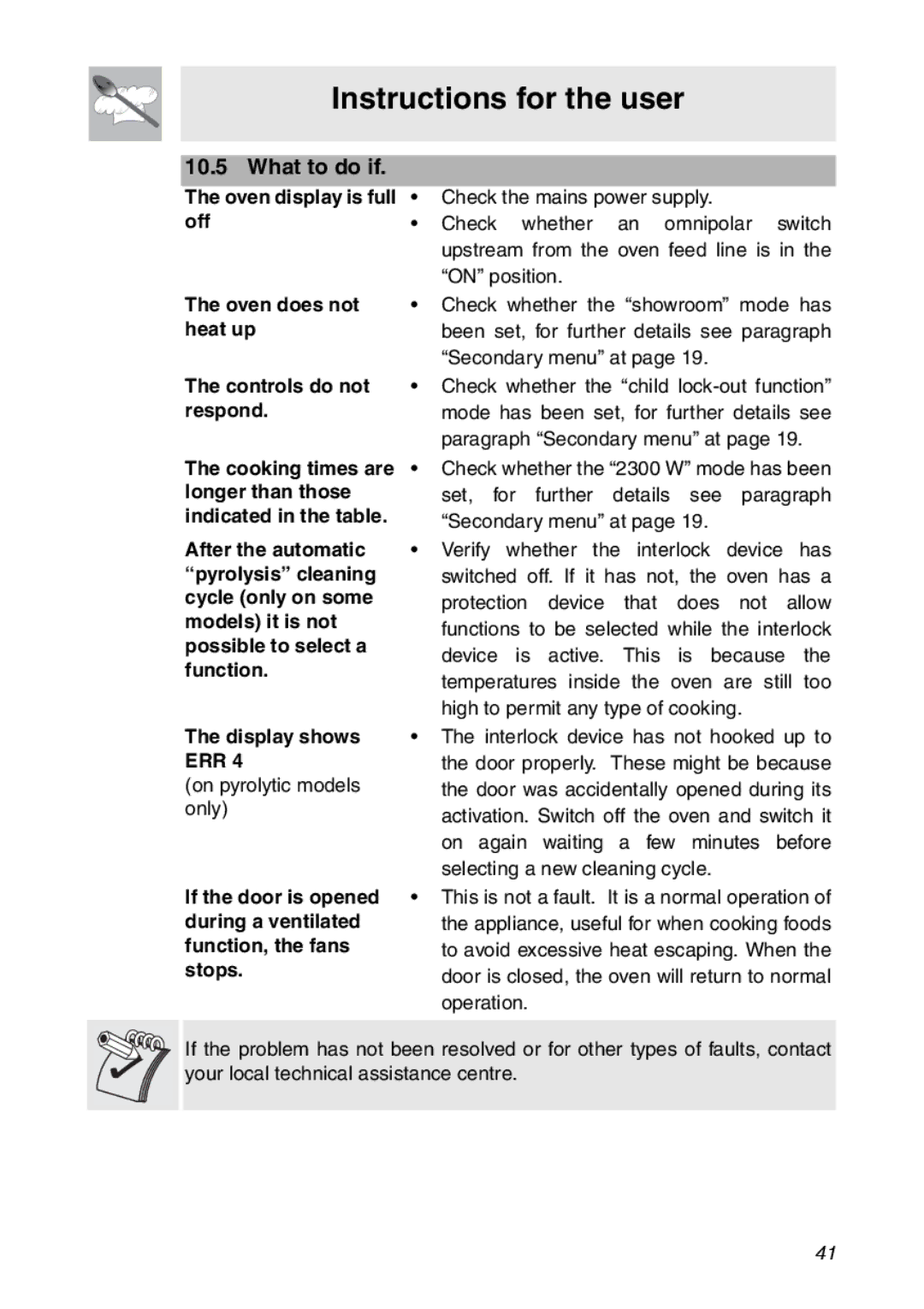 Smeg SC112 manual What to do if, Err 