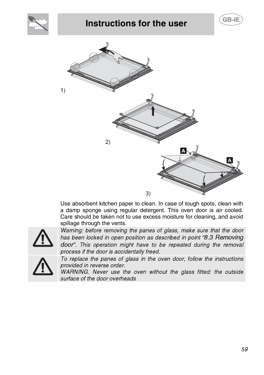 Smeg SC166PZ manual Instructions for the user 