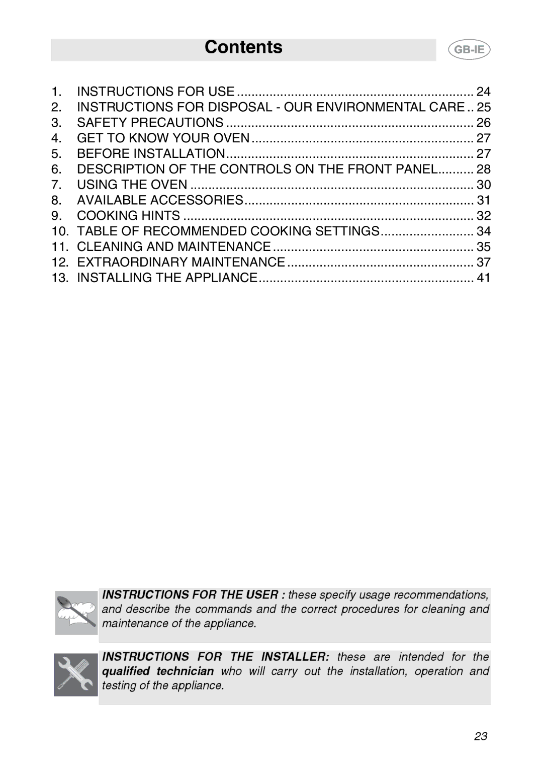 Smeg SC321X, SC321N manual Contents 