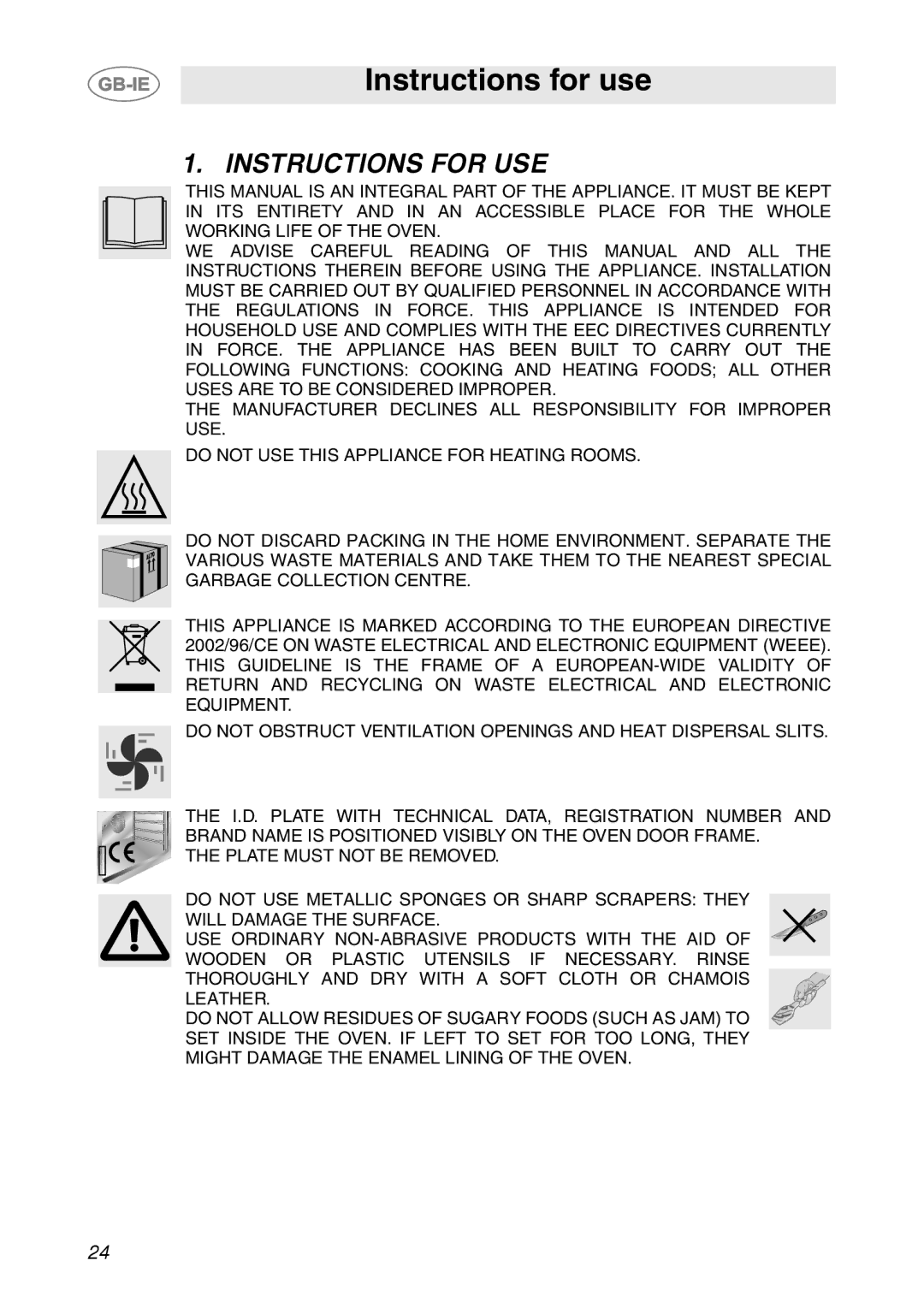 Smeg SC321N, SC321X manual Instructions for use, Instructions for USE 