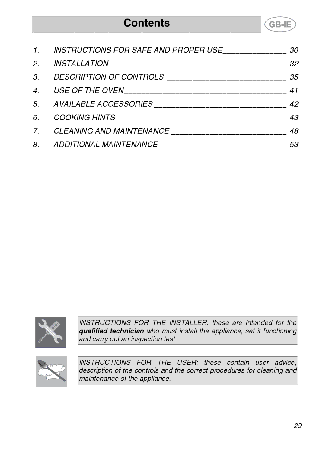 Smeg SC361X manual Contents 