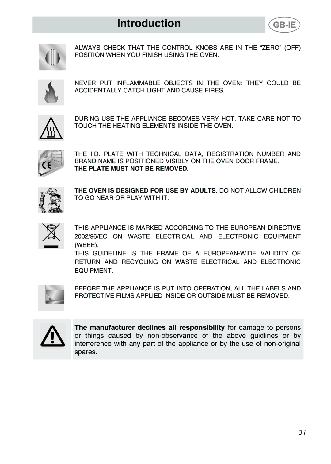 Smeg SC361X manual Introduction 