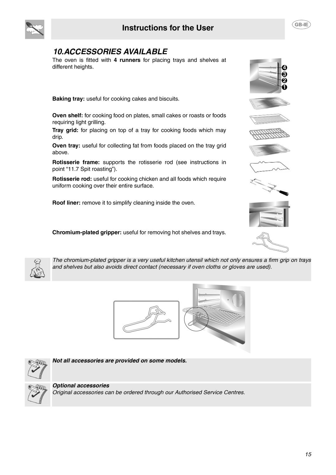 Smeg SCA311XP, SCA130P manual Accessories Available 