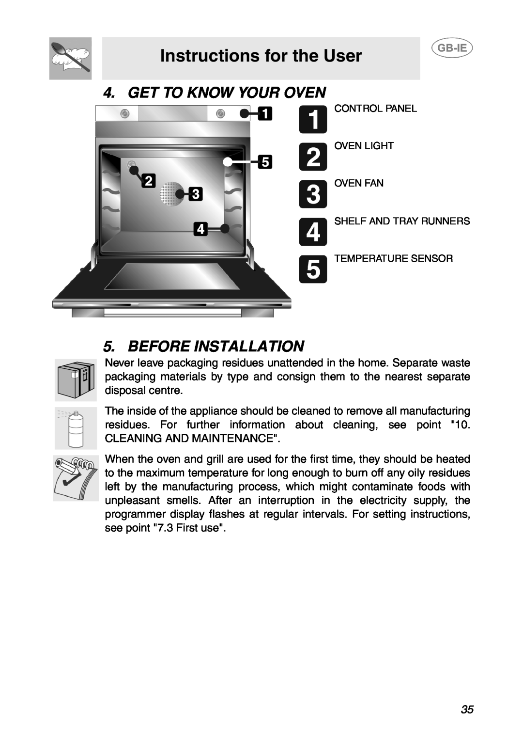 Smeg SCP108SG, SCP107AL manual Instructions for the User, Get To Know Your Oven, Before Installation 