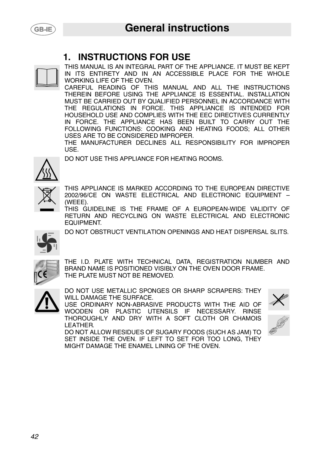 Smeg SCP111-1, SCP111NE1, SCP111EB1 manual General instructions 