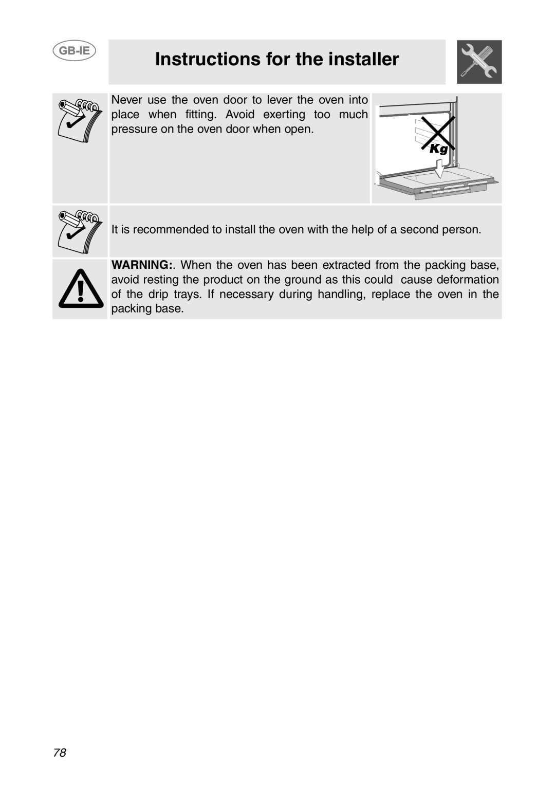 Smeg SCP111-1, SCP111NE1, SCP111EB1 manual Instructions for the installer 