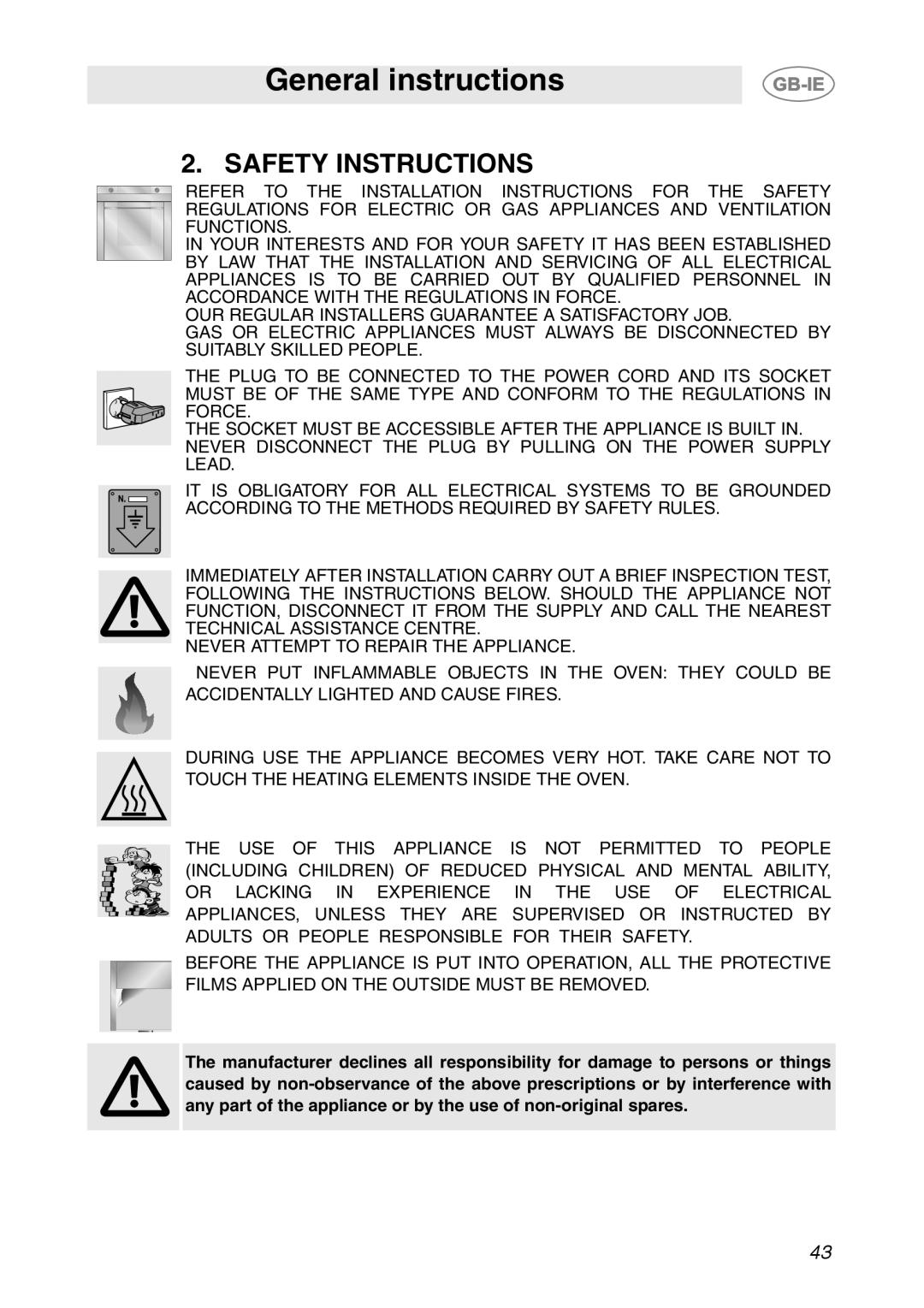 Smeg SCP111NE1, SCP111EB1, SCP111-1 manual Safety Instructions, General instructions 
