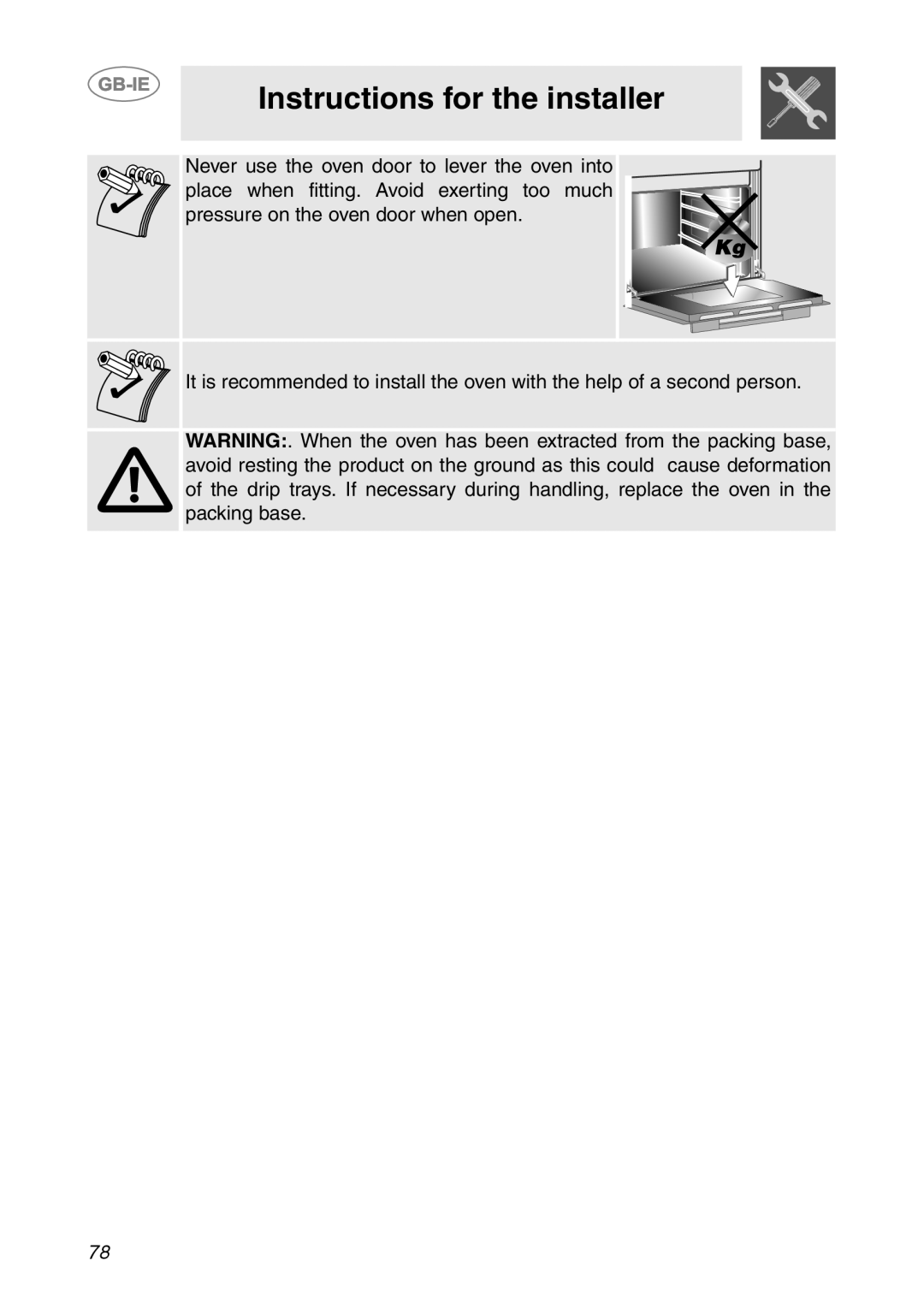 Smeg SCP111-1, SCP111NE1, SCP111EB1 manual Instructions for the installer 