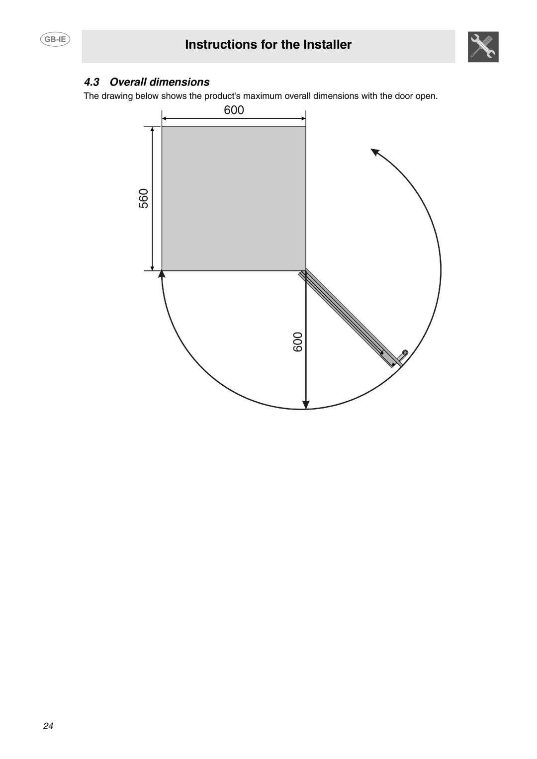 Smeg SCV36XS Overall dimensions 