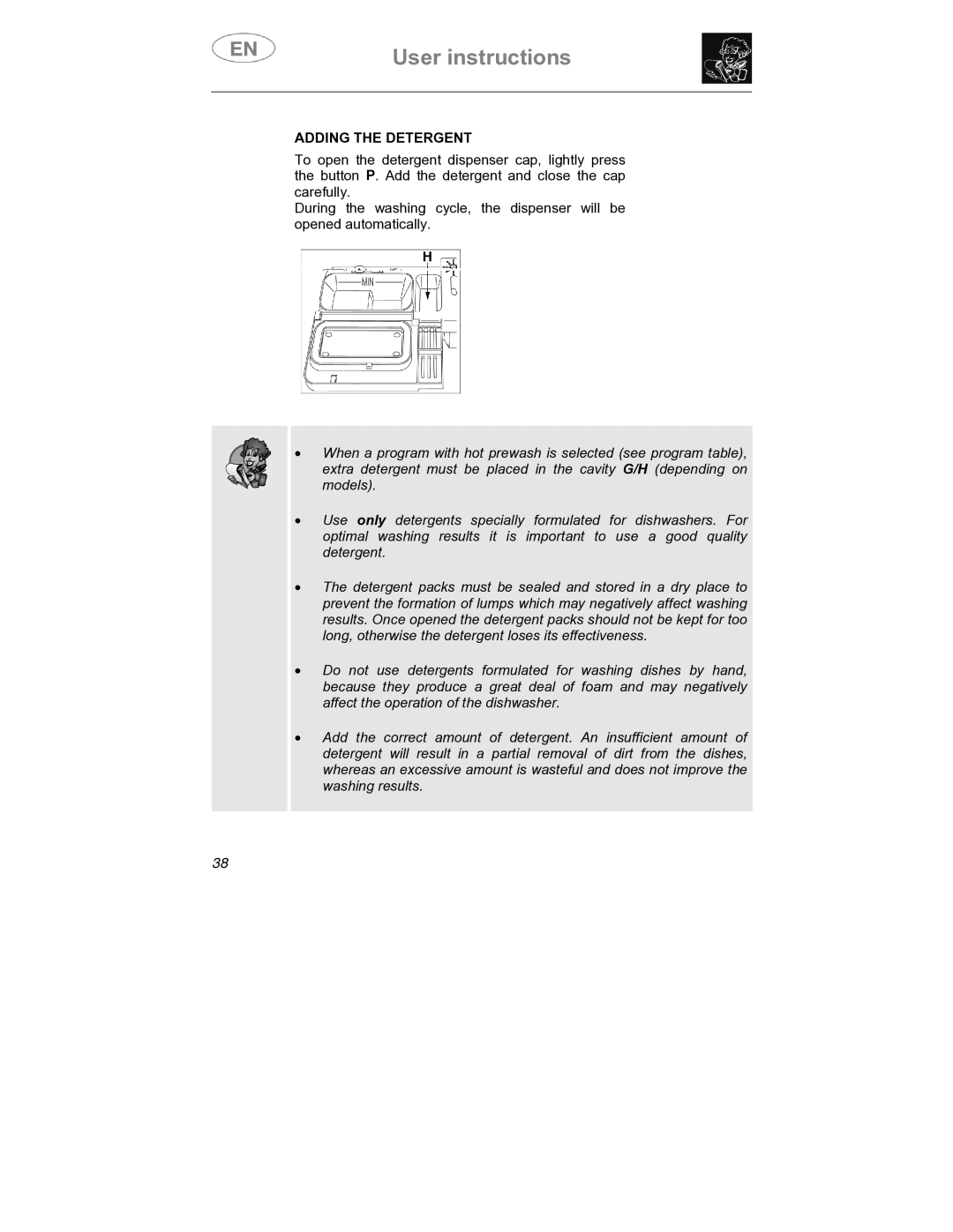 Smeg SDCY66-1, SDCY66X1 instruction manual Adding the Detergent 