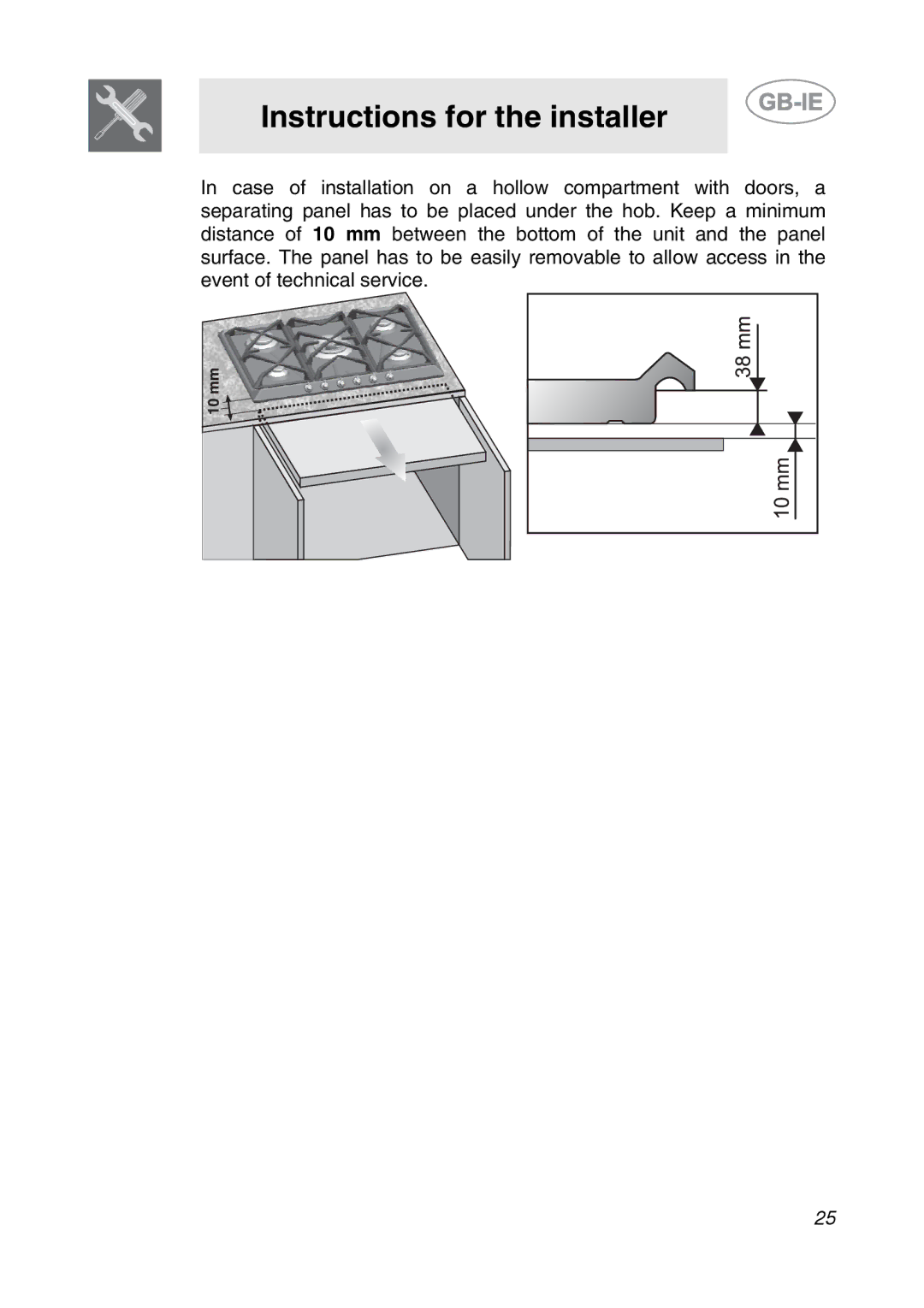 Smeg SDR575XG5 manual Instructions for the installer 