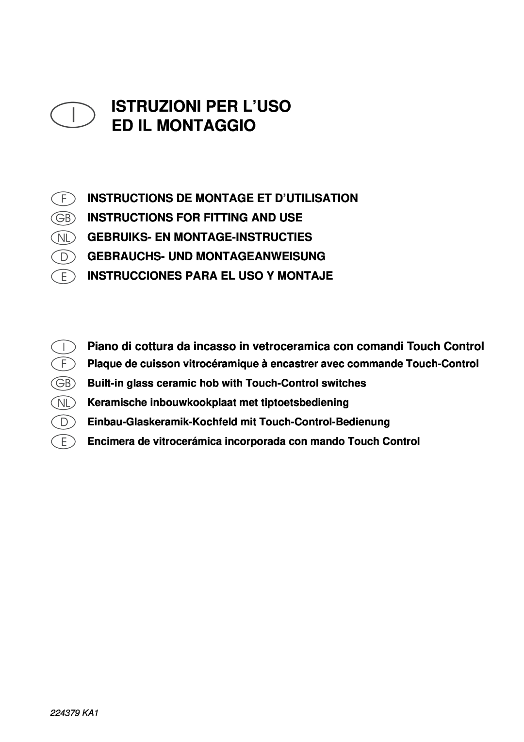 Smeg SE2631TC manual Istruzioni Per L’Uso Ed Il Montaggio 