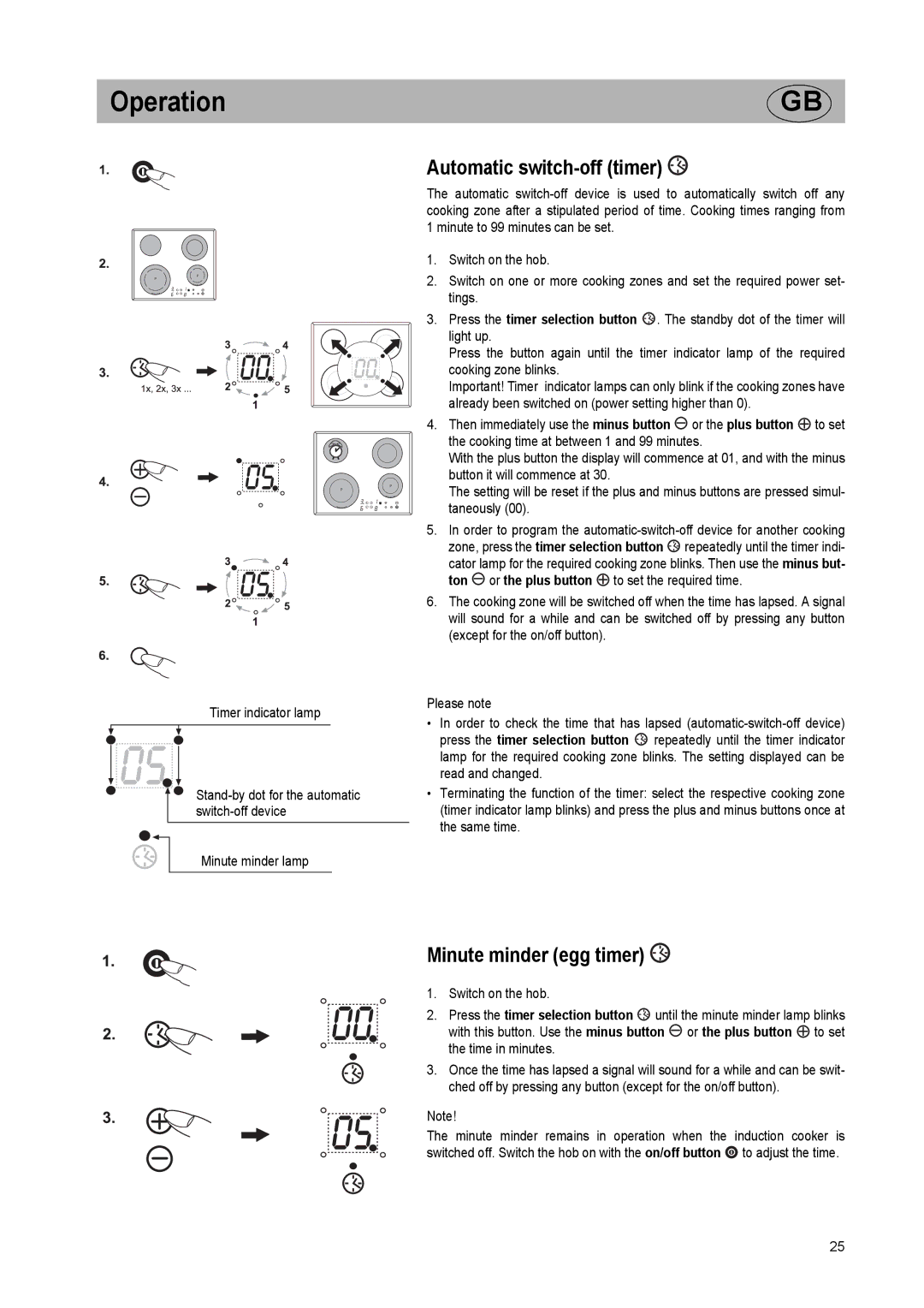 Smeg SE2642ID2 manual Automatic switch-off timer, Minute minder egg timer 